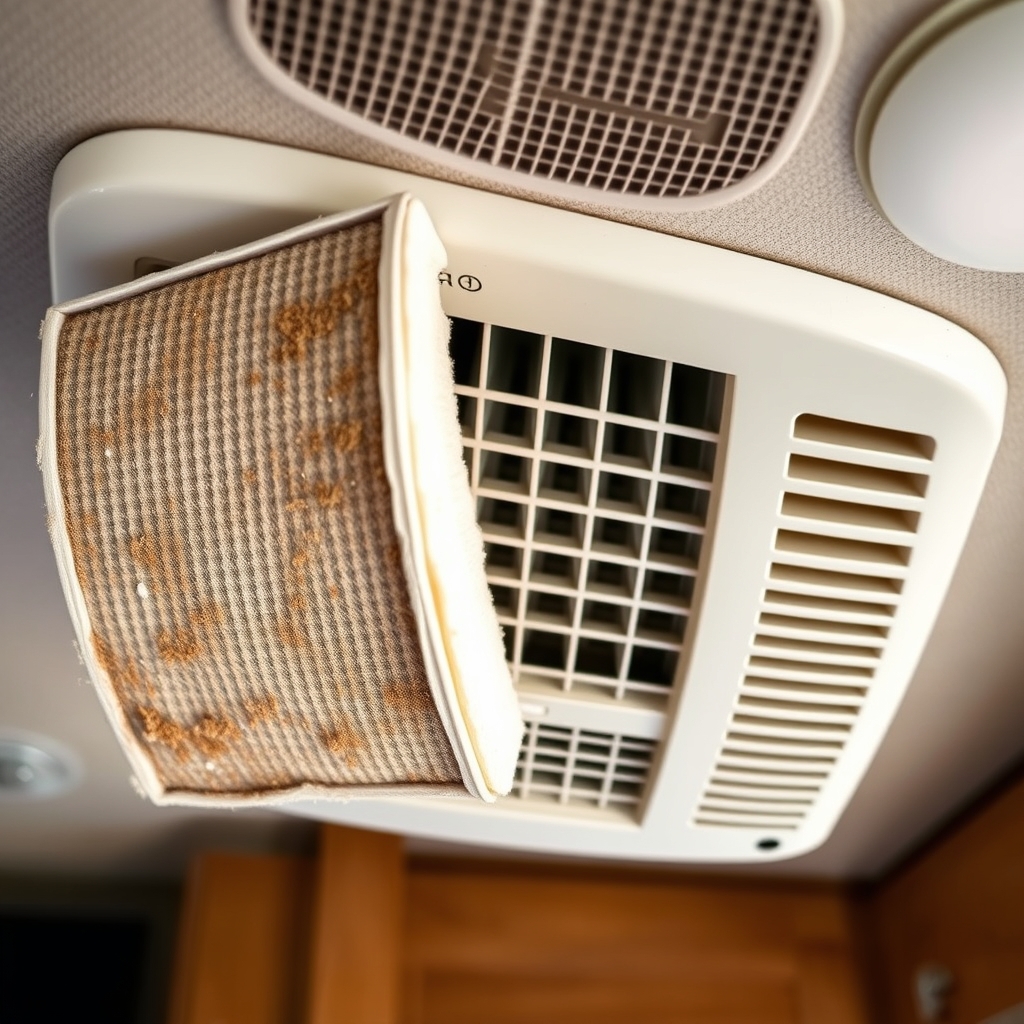 RV air conditioner return filter and evaporator coil inspection