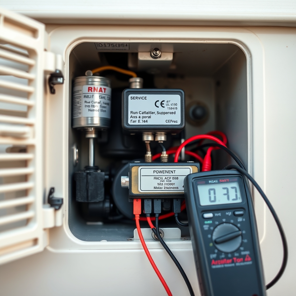 RV air conditioner capacitor and electrical compartment inspection