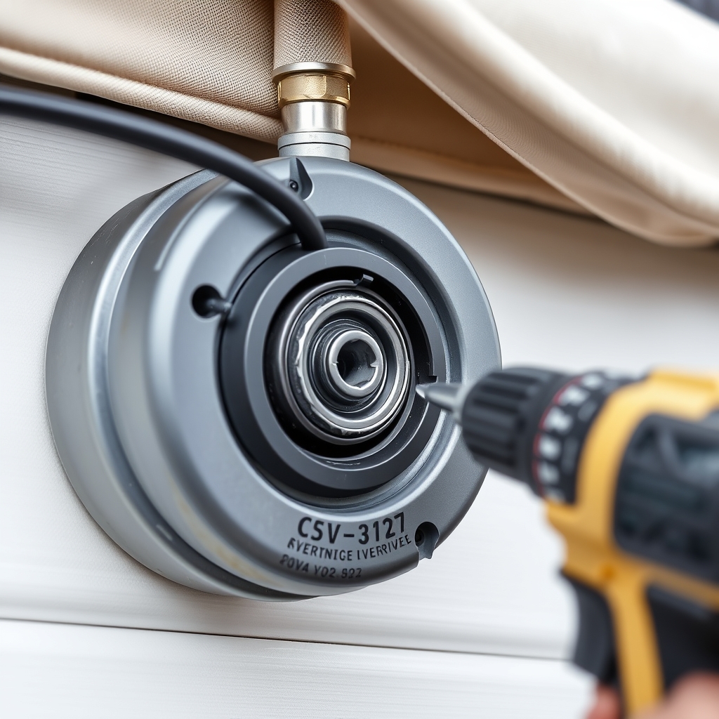 Manual override access point on an RV power awning drive head