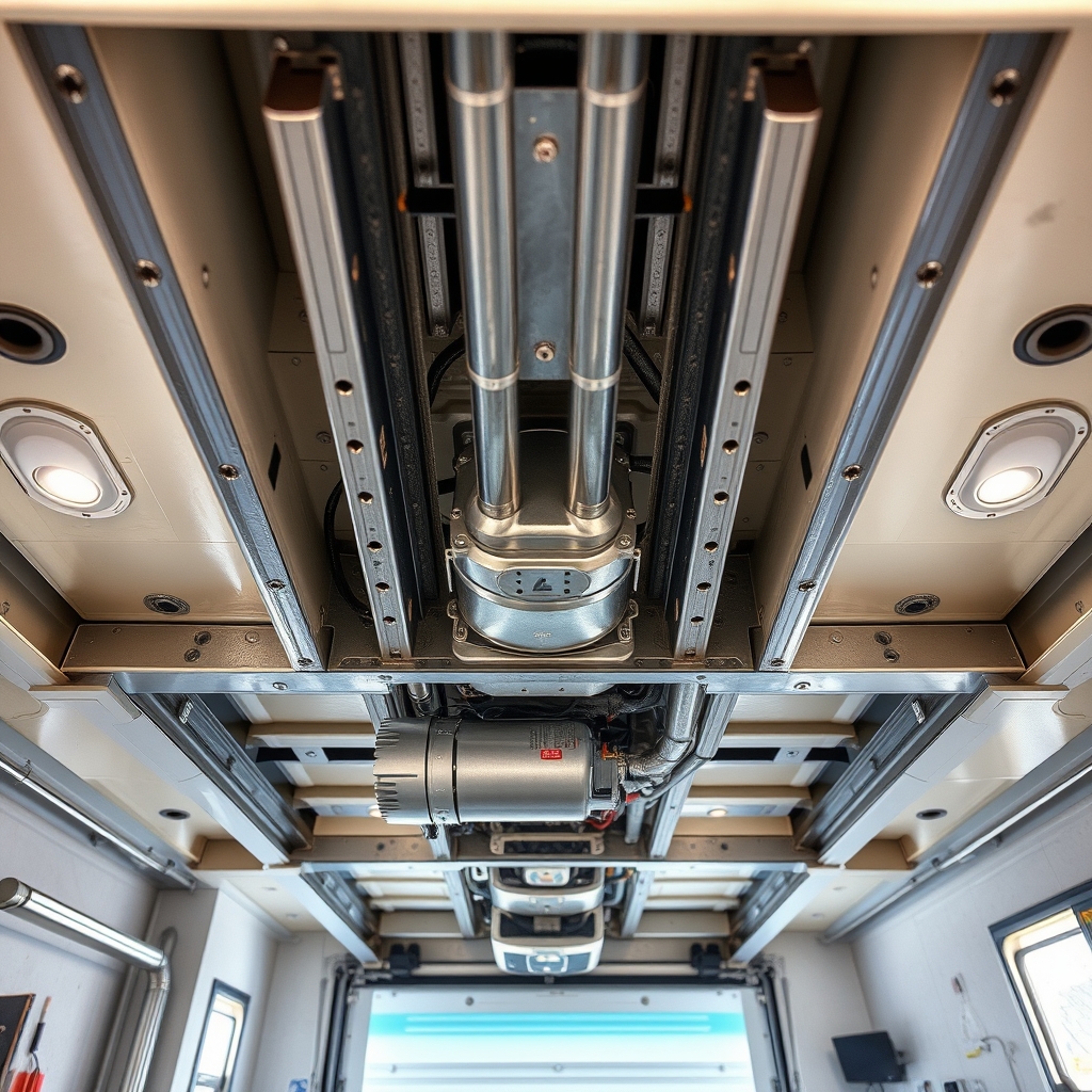 RV slide-out rack-and-pinion mechanism with motor and gearbox