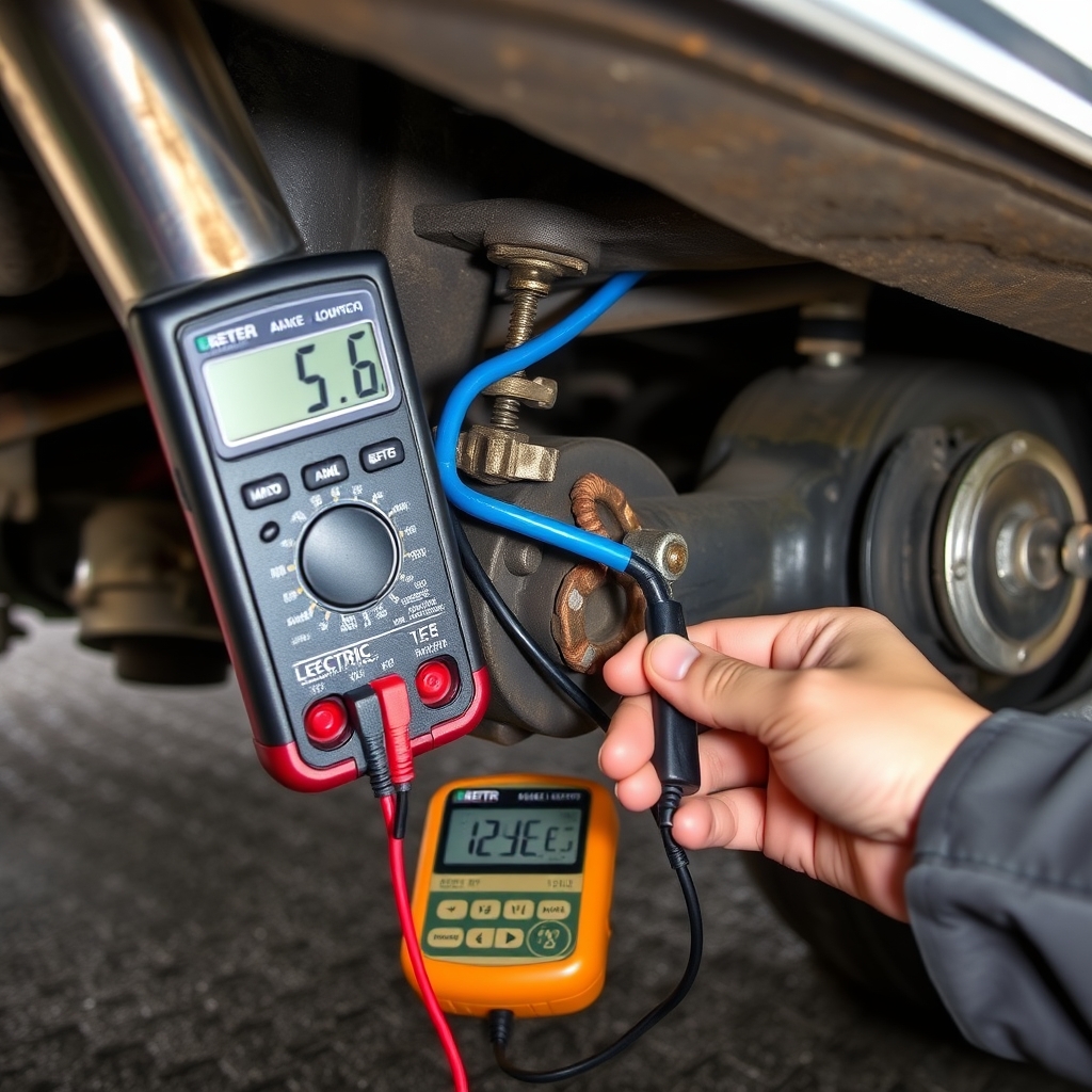 Testing electric trailer brake wiring near the axle